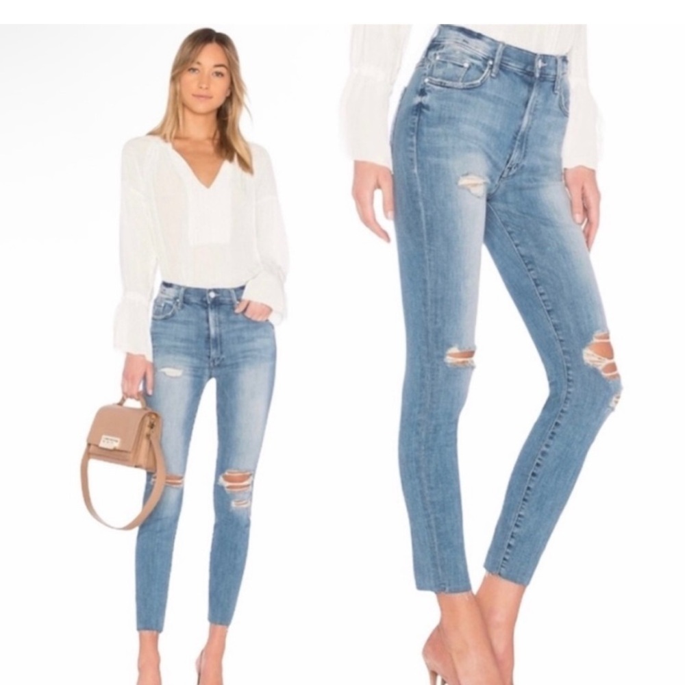 MOTHER jeans denim the swooner ankle fray 24 distressed losing control